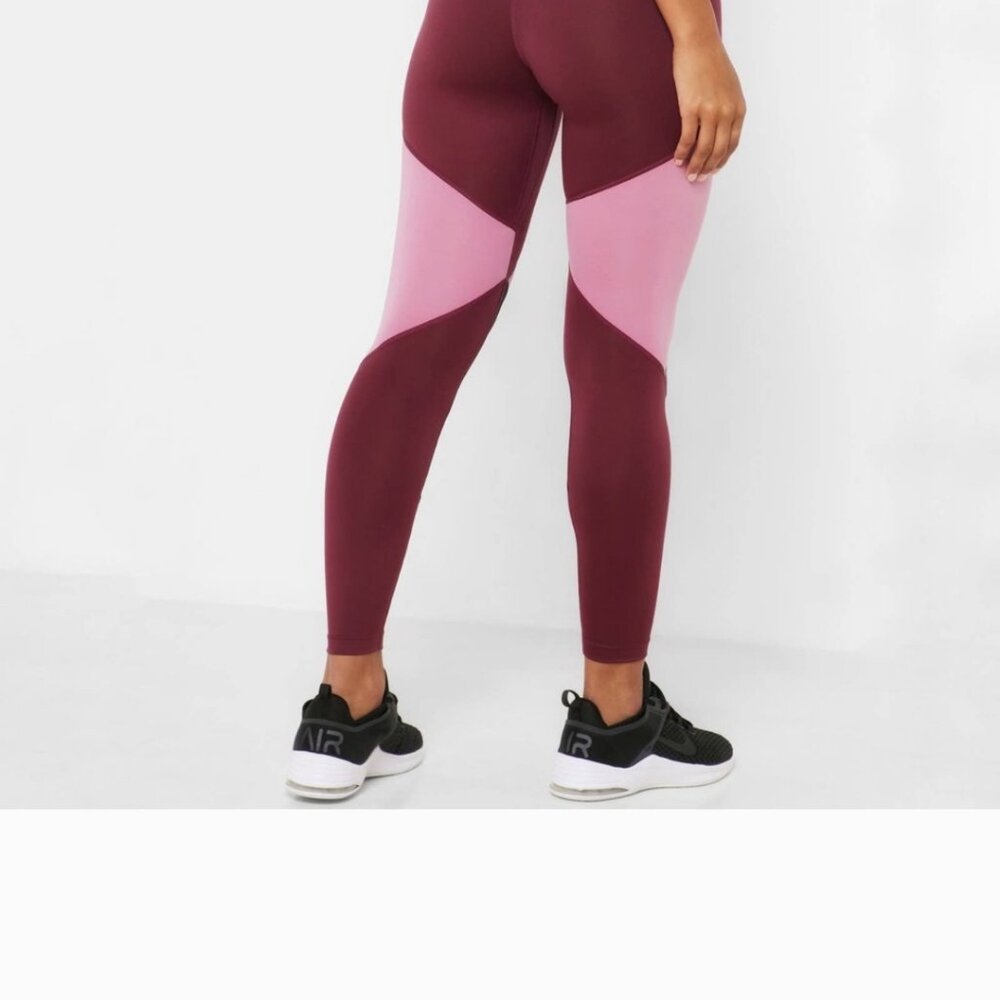Like New Maroon Color-Blocked Nike Dri-FIT Leggings sz S - Picture 6 of 9